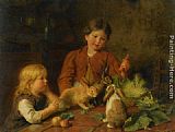Felix Schlesinger Futterung Der Kaninchen painting